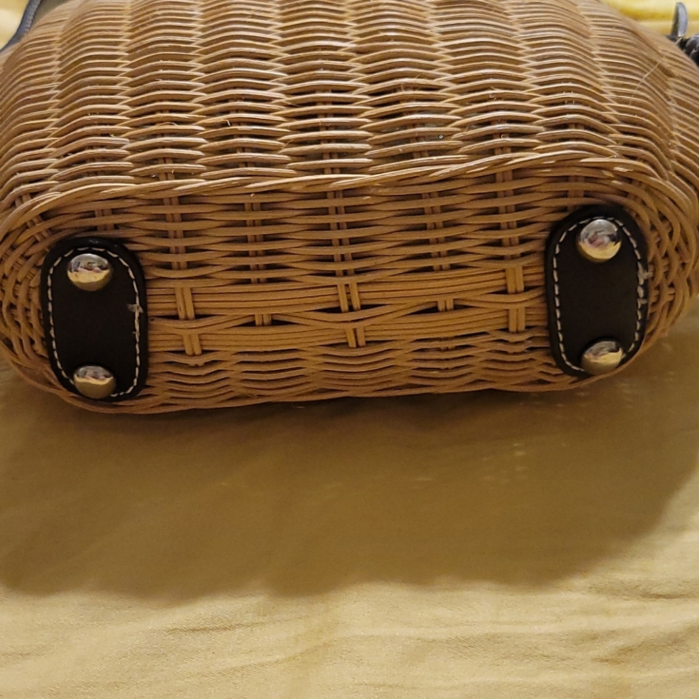 NWT SUN N SAND Brown flap Wicker purse
